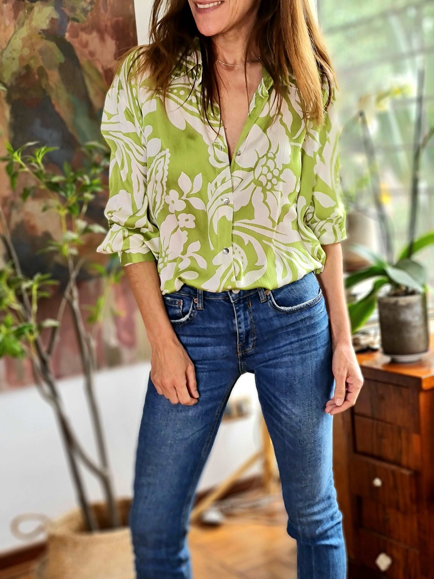Blusa Tropical Verde Limon