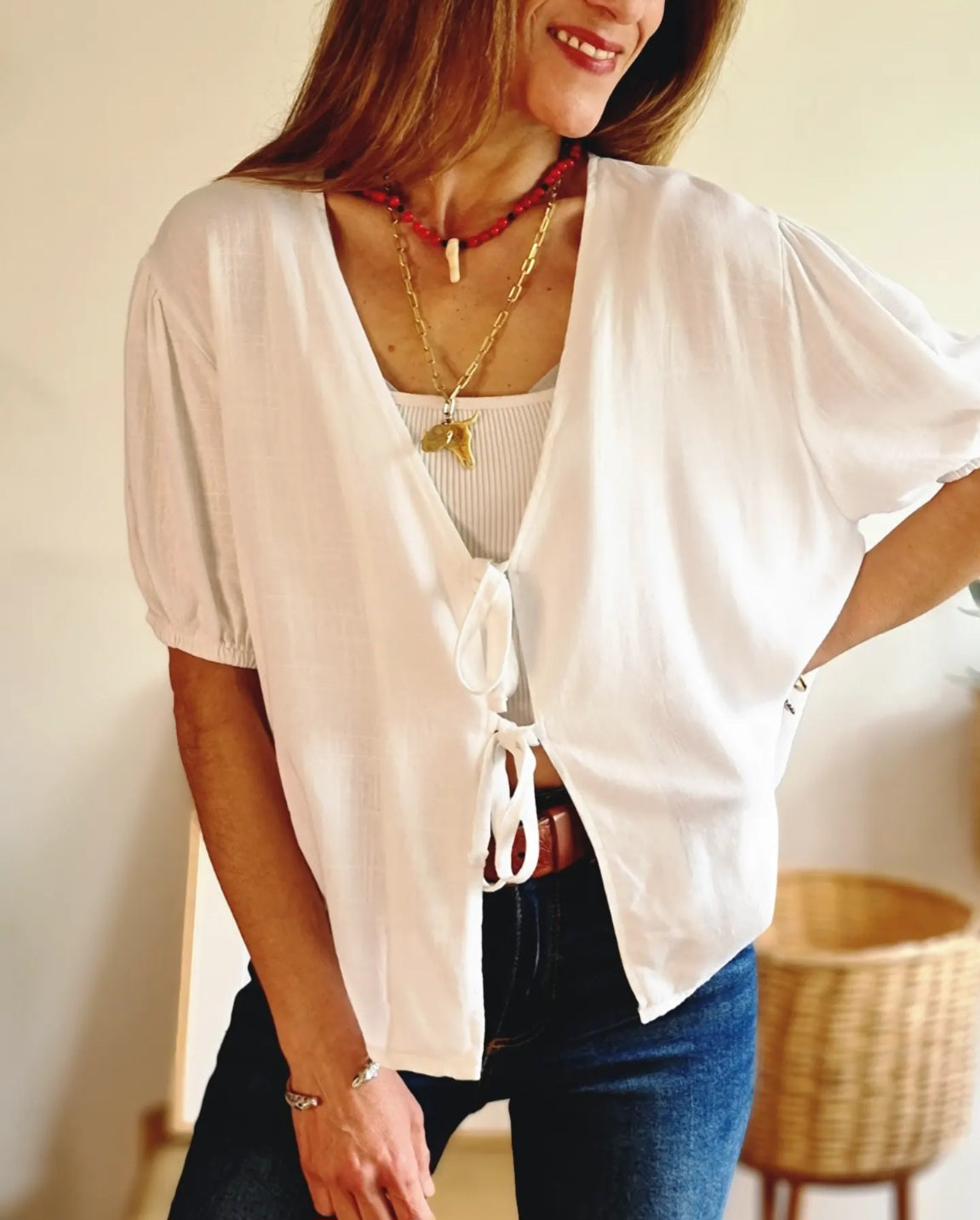 Blusa Lazos Blanca. - Quemepongotienda