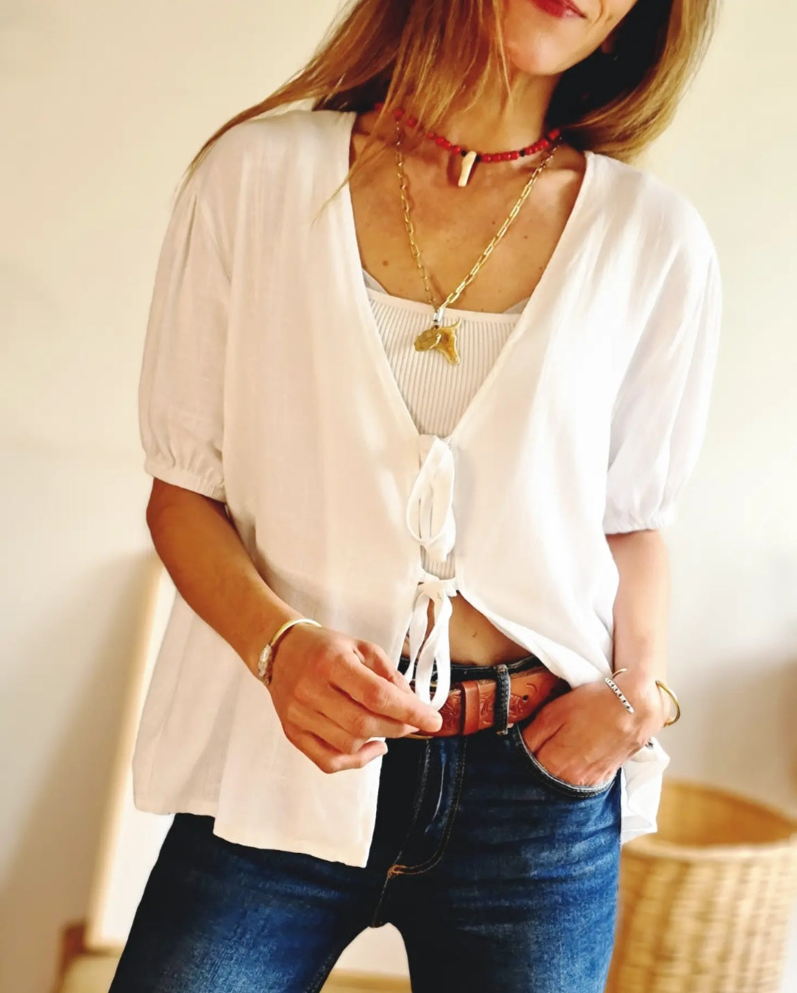 Blusa Lazos Blanca. - Quemepongotienda