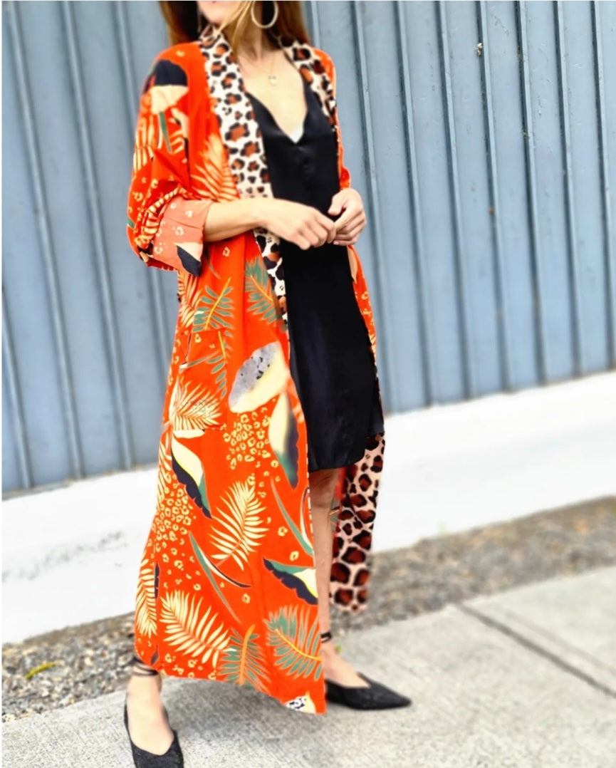 Kimono Print Naranjo Oscuro