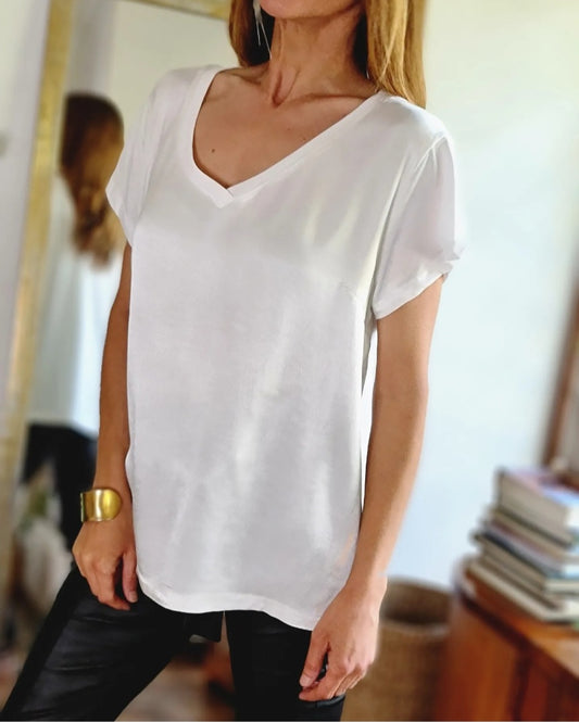Blusa Satin Alfonsine Blanca
