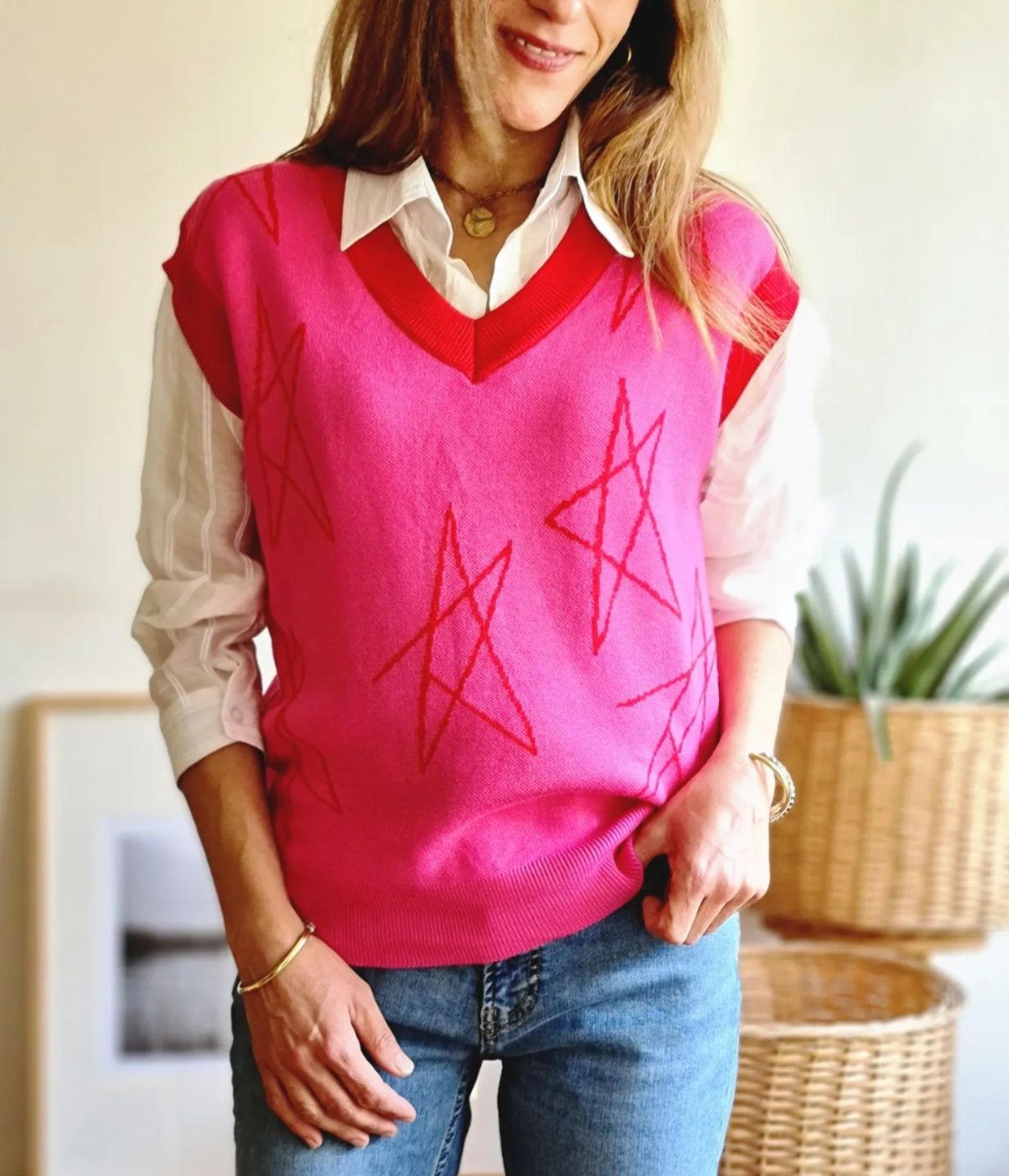 Sweater Star Fucsia/Rojo. - Quemepongotienda