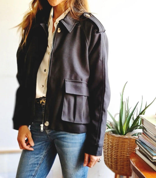 Chaqueta Crop Tea Negra - Queme Pongo Tienda