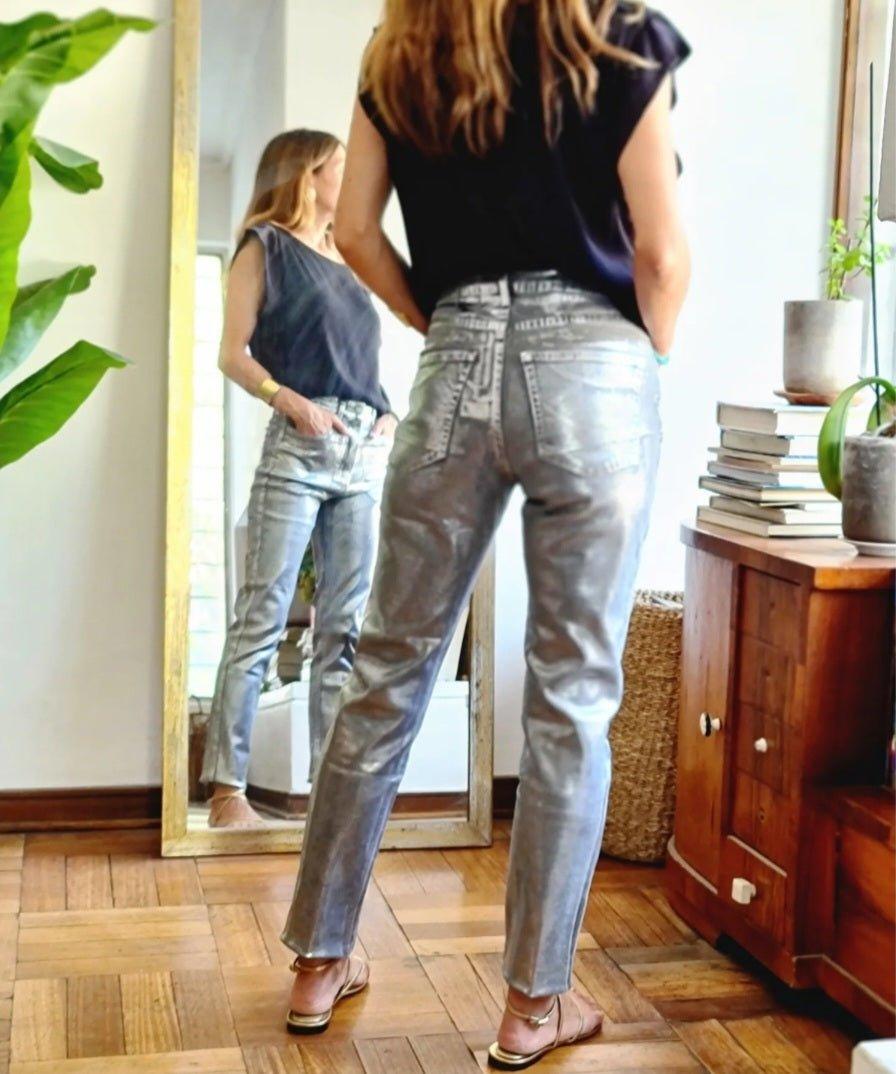 Pantalon Eco Cuero Gris Plata - Queme Pongo Tienda