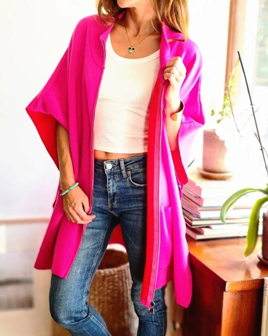 Poncho Clarisa Fucsia/Rojo 15% de Dto - Queme Pongo Tienda