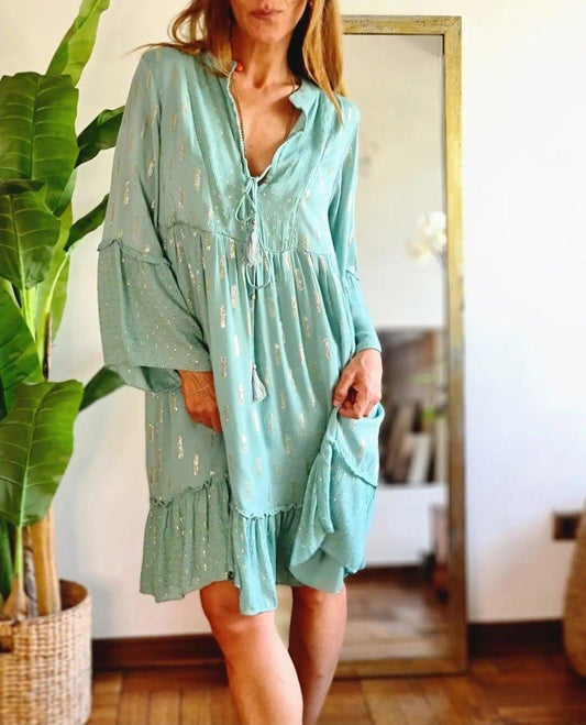 Vestido Paloma Verde Agua 25% de Dto - Queme Pongo Tienda