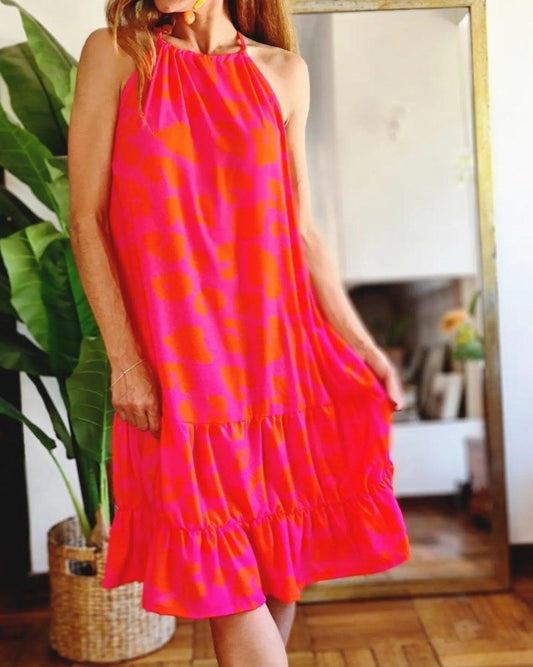 Vestido Pascal Fucsia/Naranjo 15% de Dto - Queme Pongo Tienda