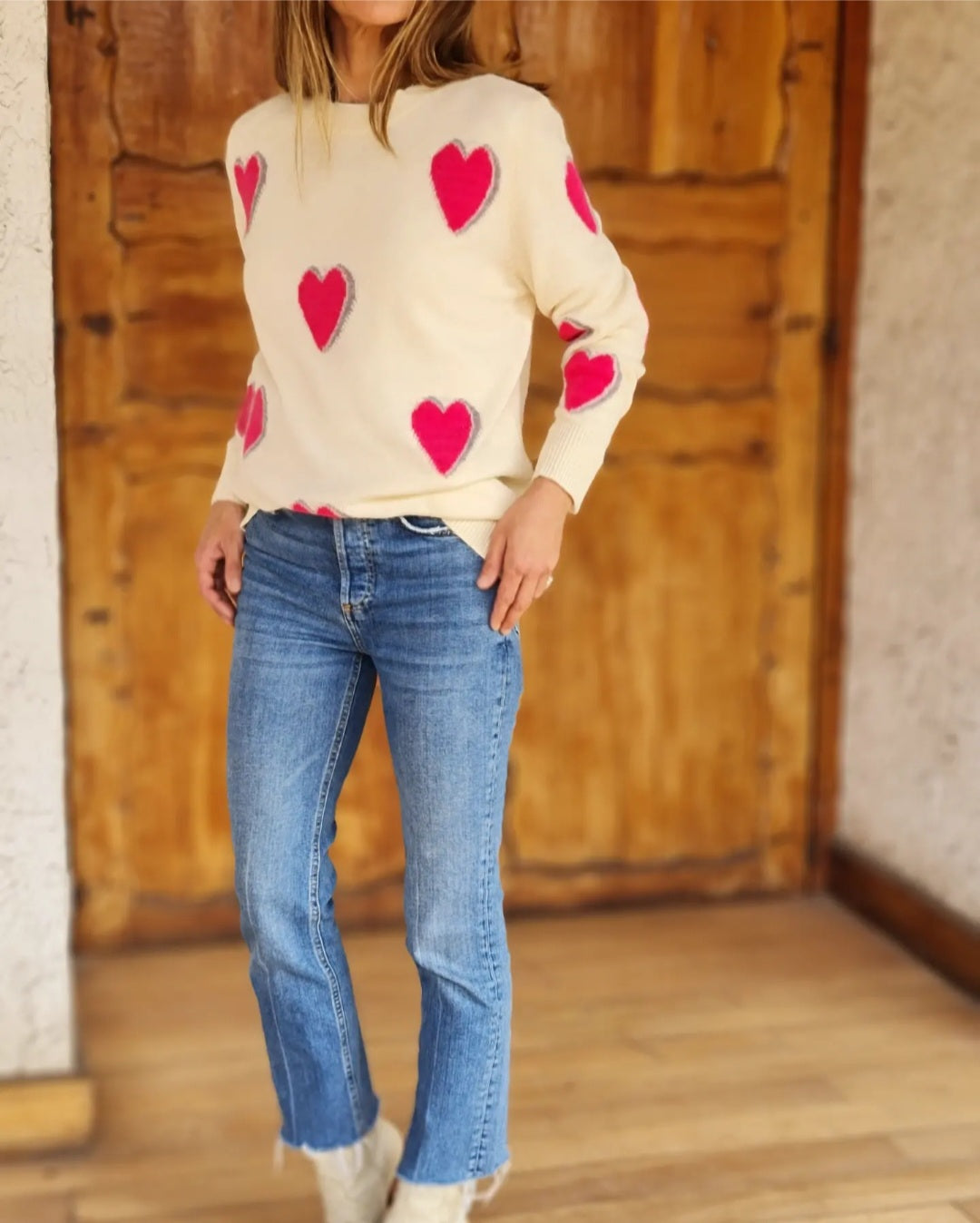 Sweater Corazones Fucsia