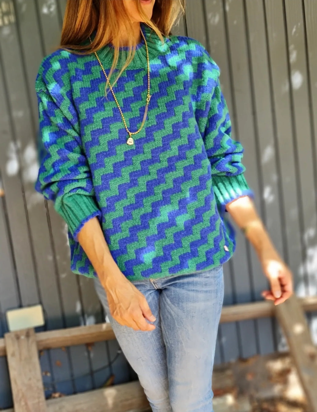 Sweater Bicolor Azul/Verde